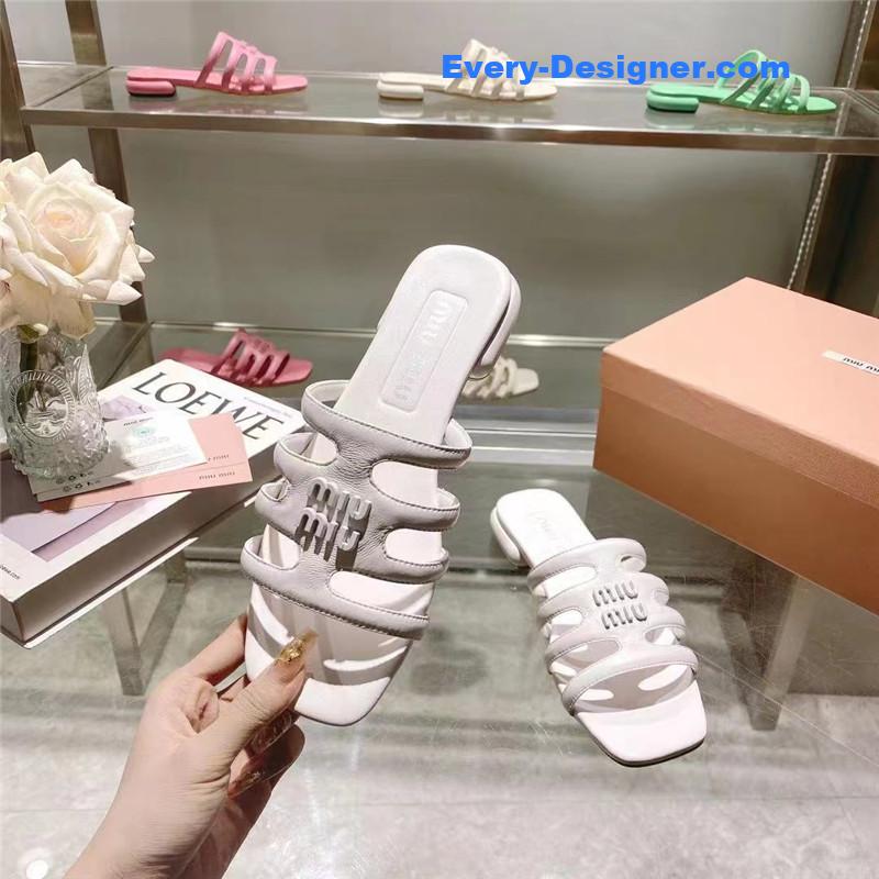 M1um1u flat lambskin sandal slippers