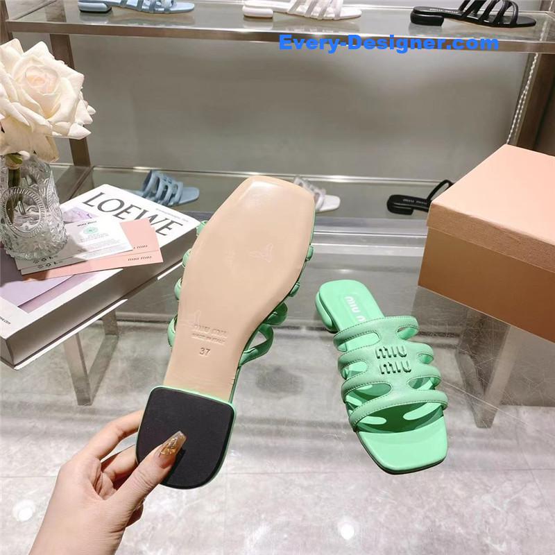 miumiu flat lambskin sandal slippers