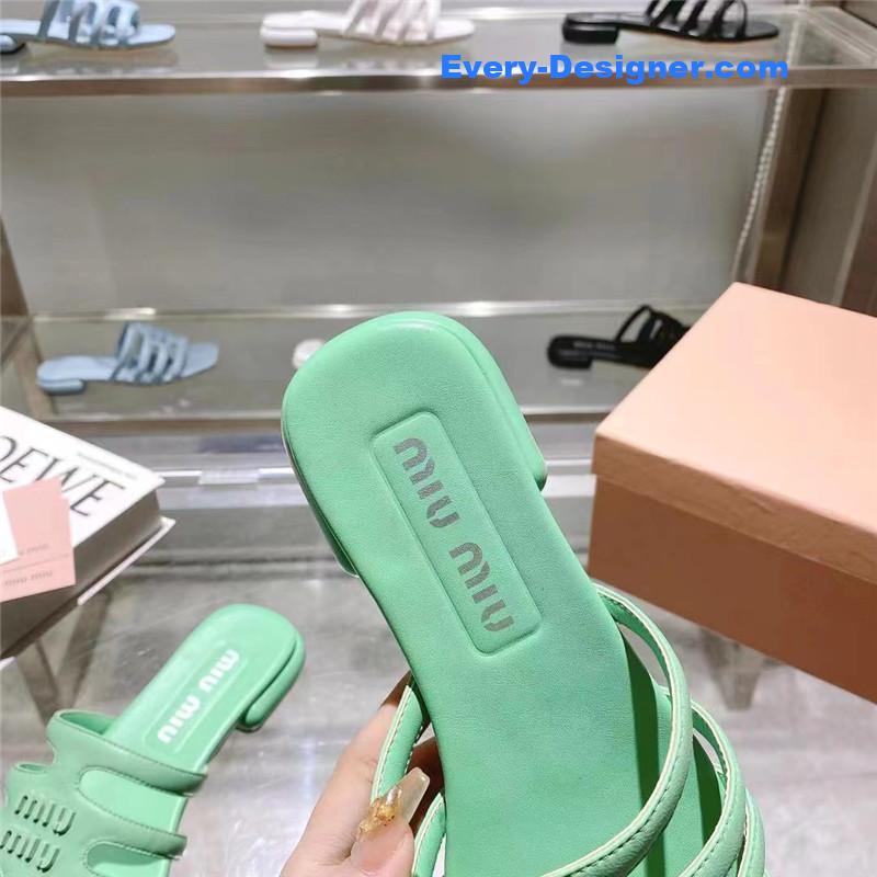 miumiu flat lambskin sandal slippers