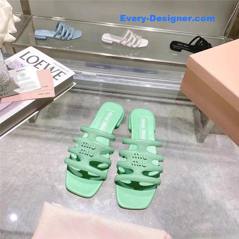 miumiu flat lambskin sandal slippers