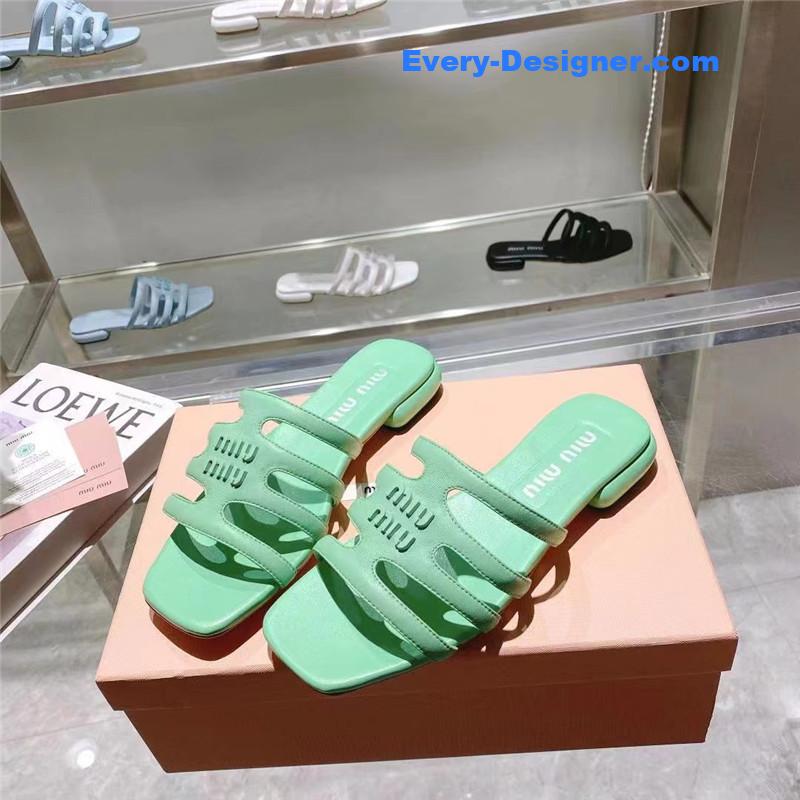 miumiu flat lambskin sandal slippers