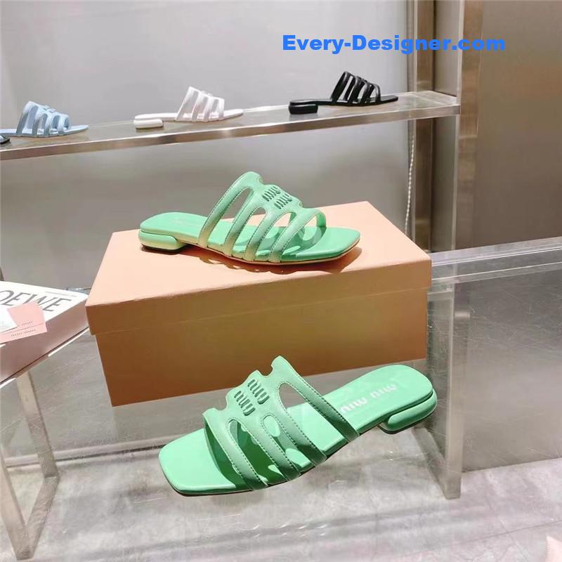 miumiu flat lambskin sandal slippers