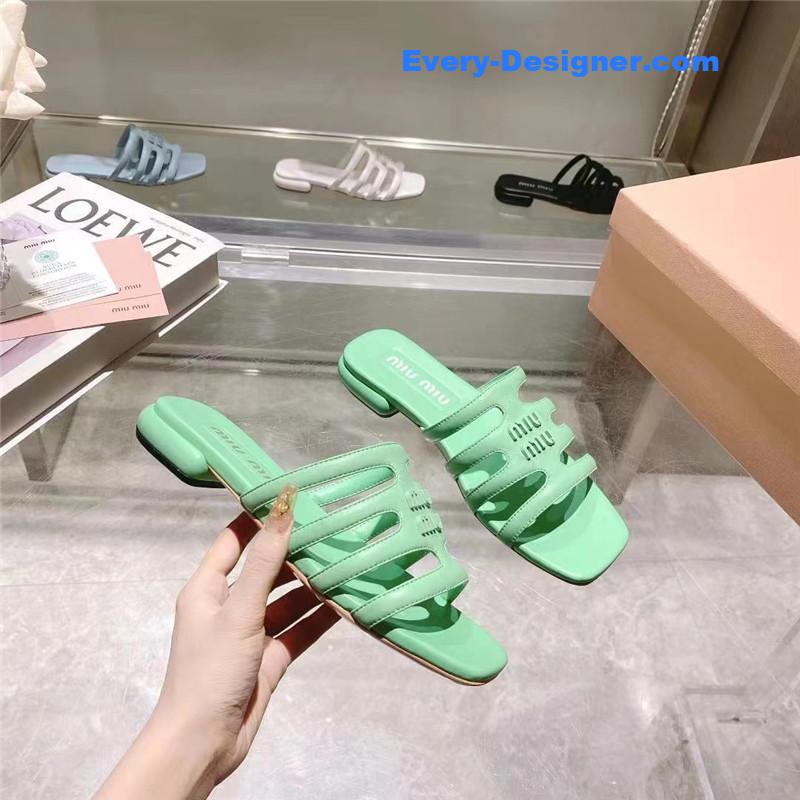 miumiu flat lambskin sandal slippers