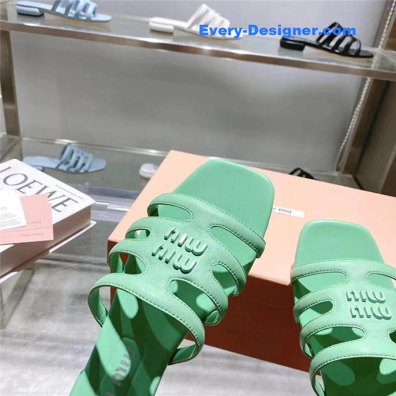 miumiu flat lambskin sandal slippers