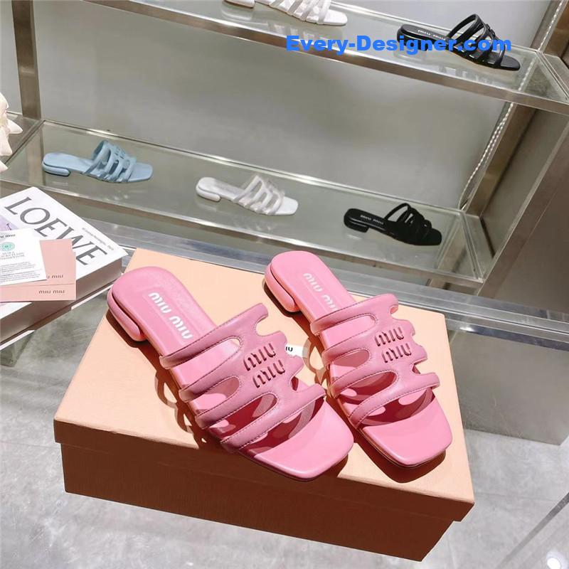 miumiu flat lambskin sandal slippers