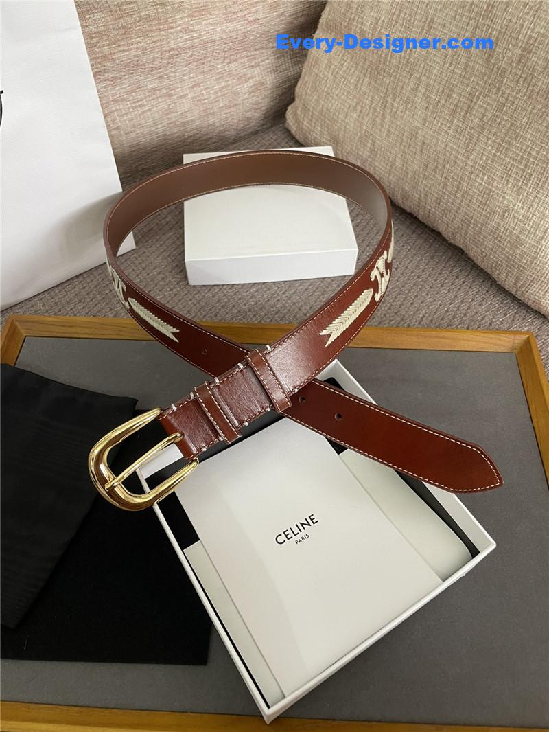 Ce1i*e embroidered belt in vintage calfskin