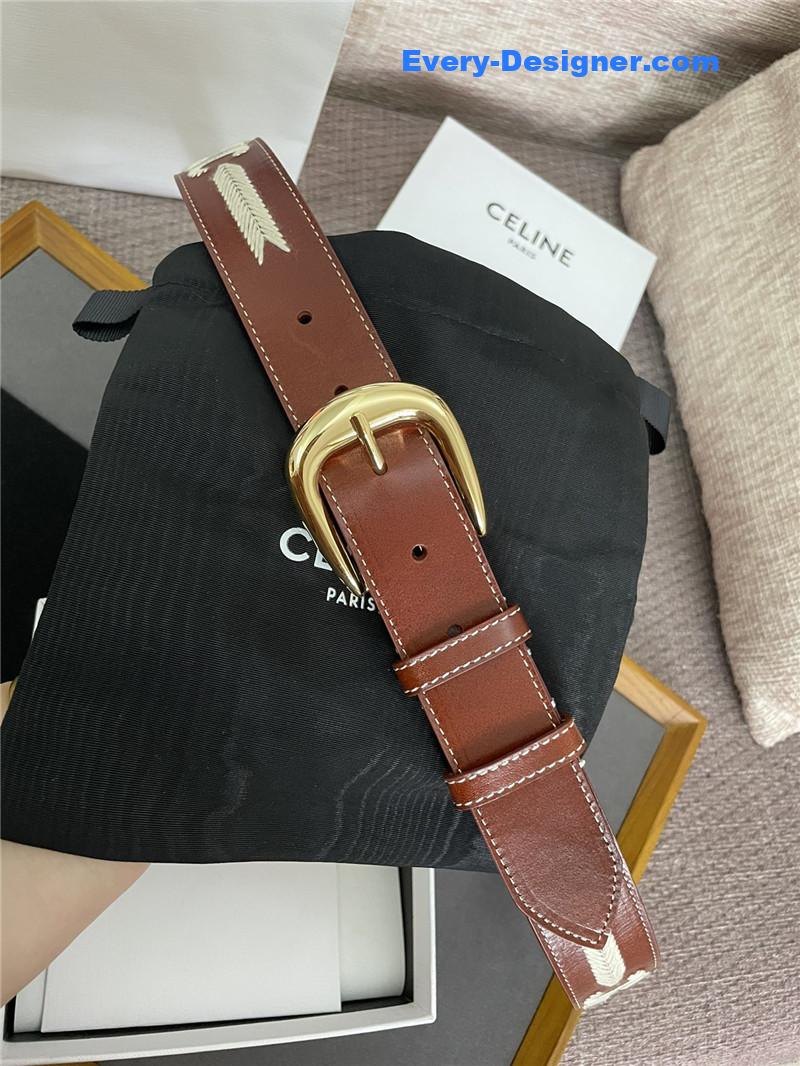 Ce1i*e embroidered belt in vintage calfskin