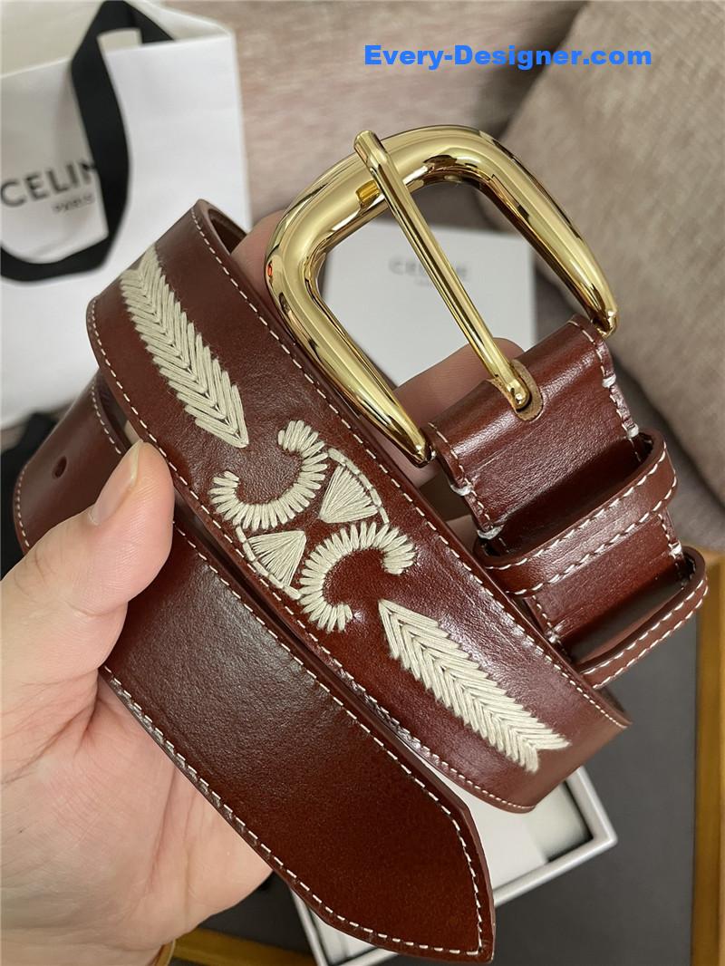 Ce1i*e embroidered belt in vintage calfskin