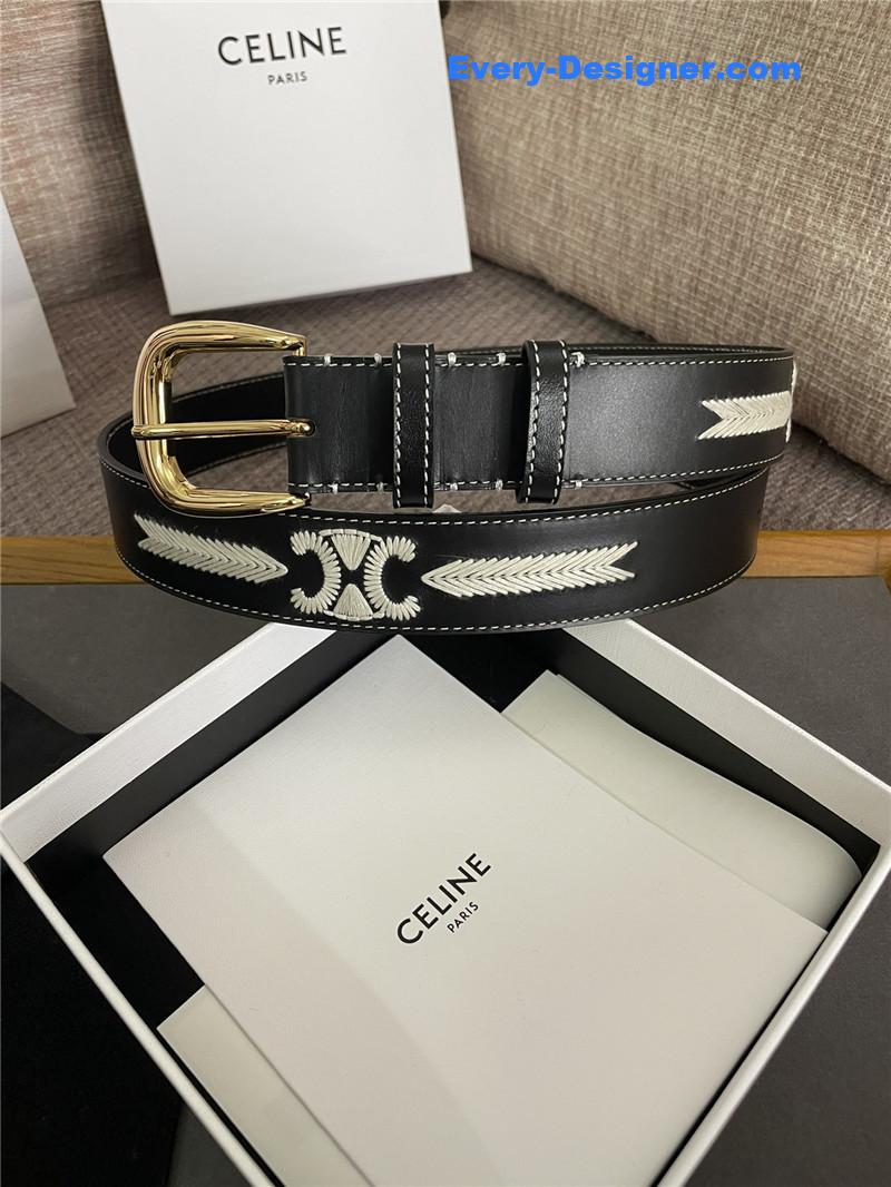 Ce1i*e embroidered belt in vintage calfskin