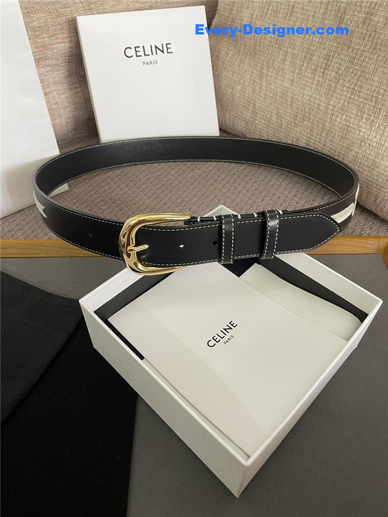 celine embroidered belt in vintage calfskin