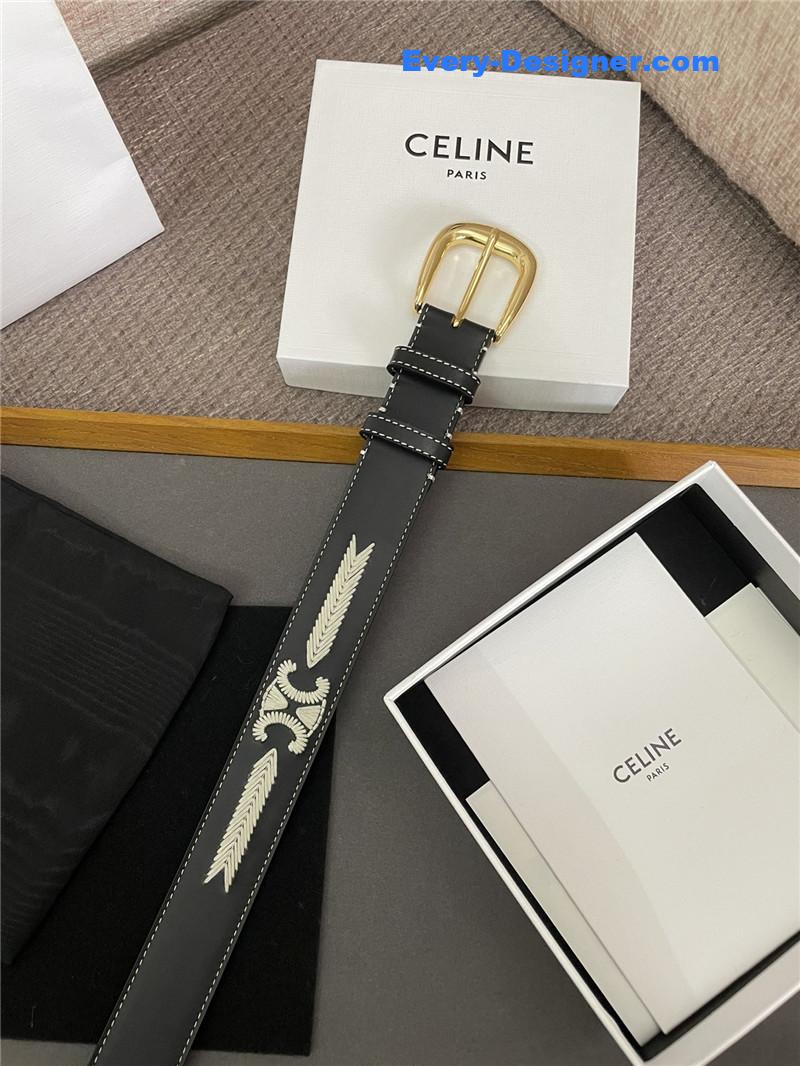 Ce1i*e embroidered belt in vintage calfskin