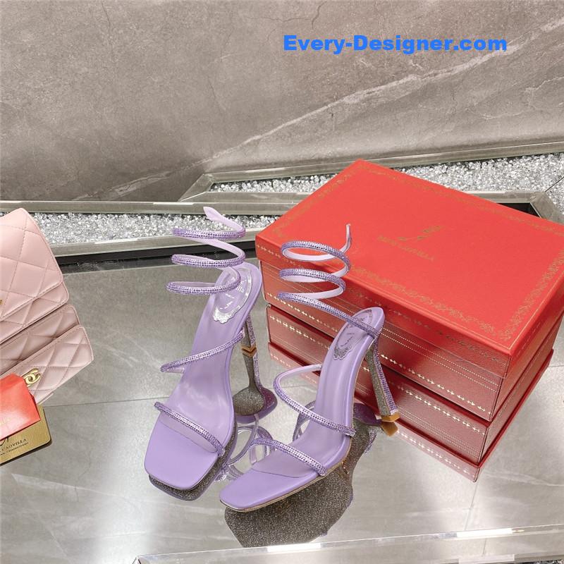 Rᴇɴᴇ Cᴀᴏᴠɪʟʟᴀ diagonal strap rhinestone inlaid sandals