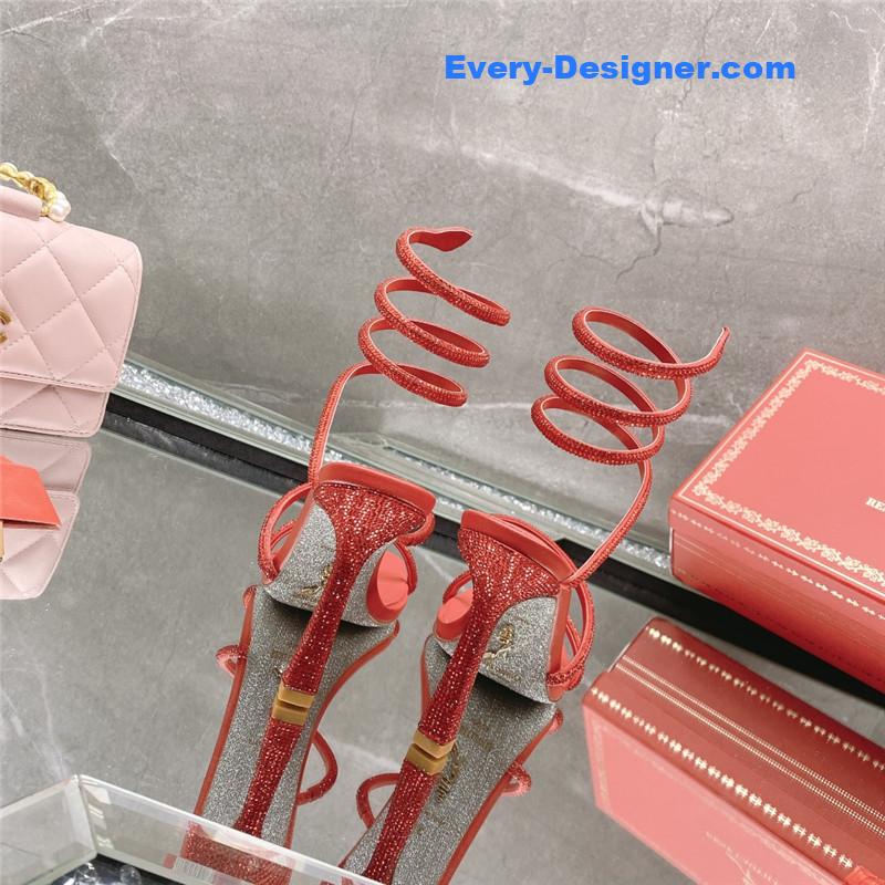 Rᴇɴᴇ Cᴀᴏᴠɪʟʟᴀ diagonal strap rhinestone inlaid sandals