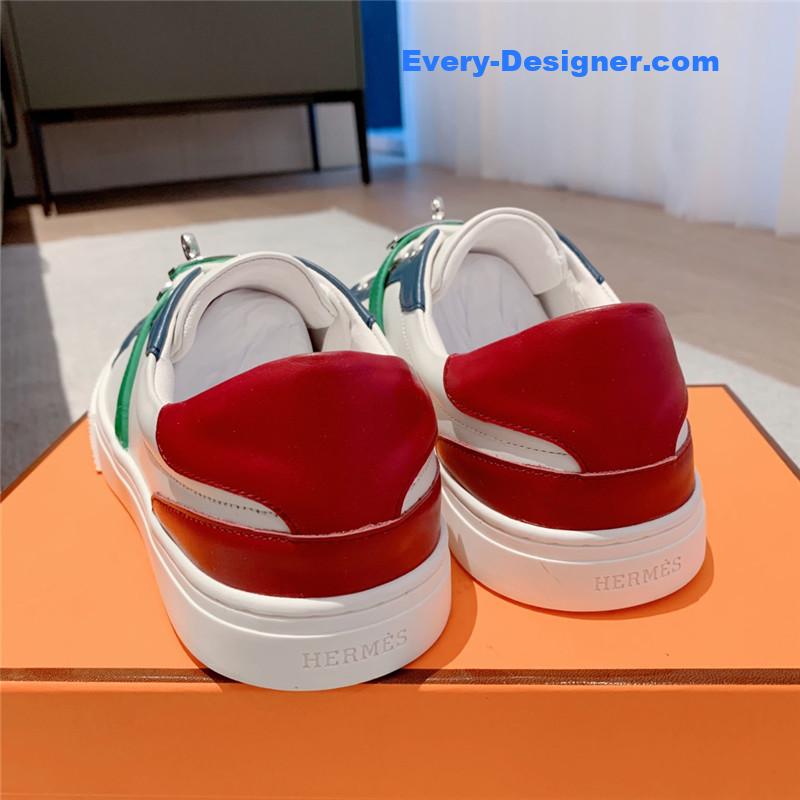 Hermes British retro design white shoes