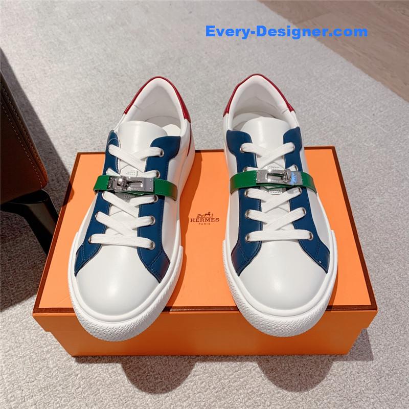Hermes British retro design white shoes