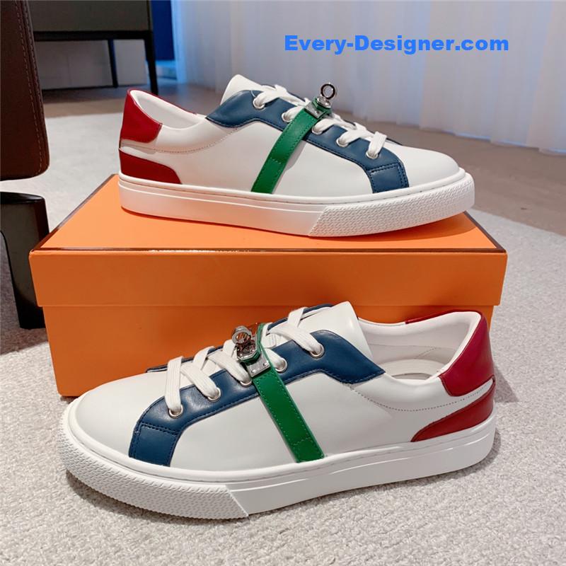 Hermes British retro design white shoes