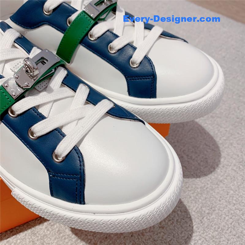 Hermes British retro design white shoes