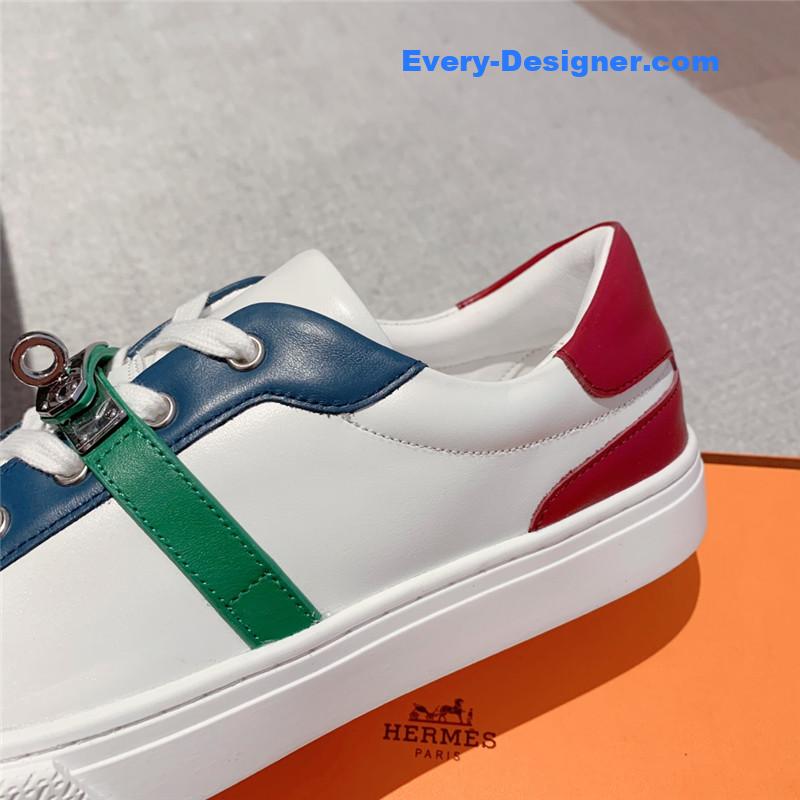 Hermes British retro design white shoes