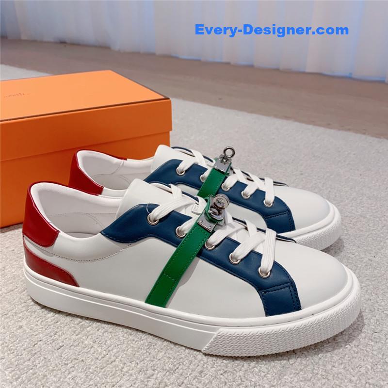 Hermes British retro design white shoes