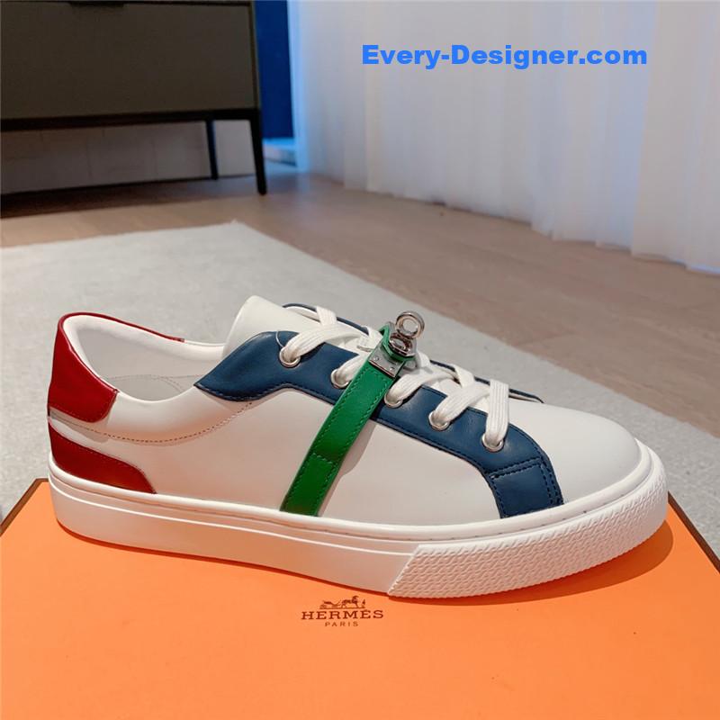 Hermes British retro design white shoes