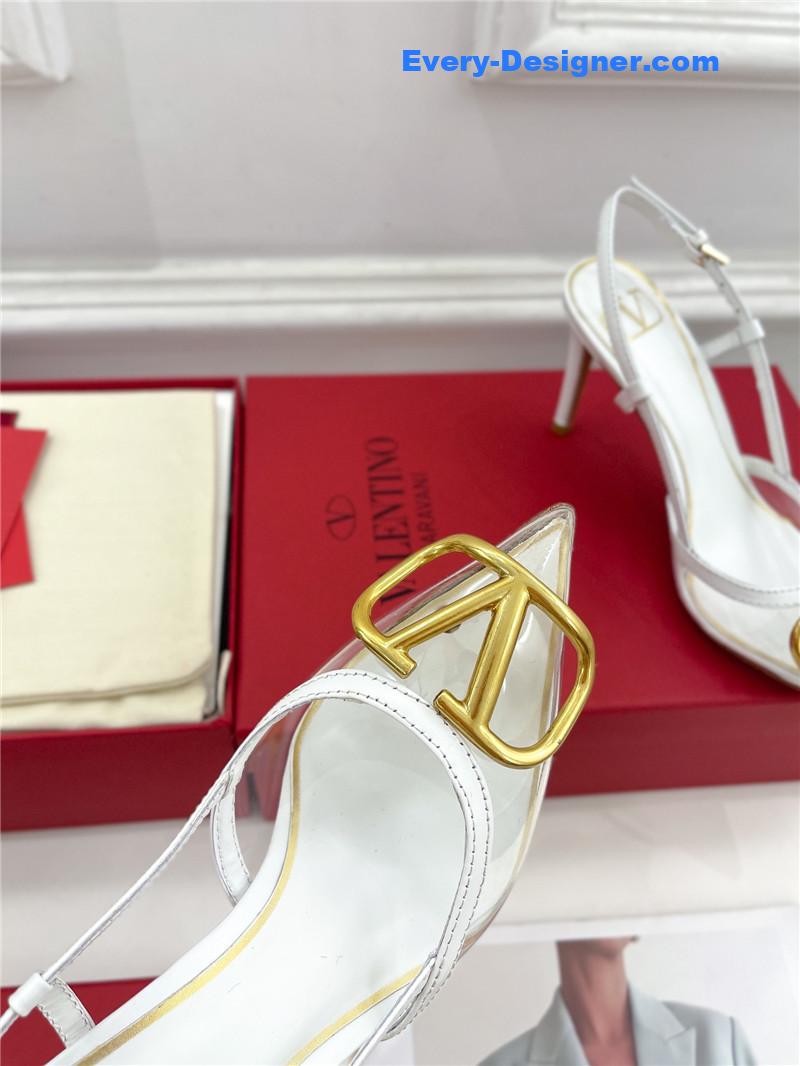Va1e*ntin0 clear glue v buckle high heel sandals