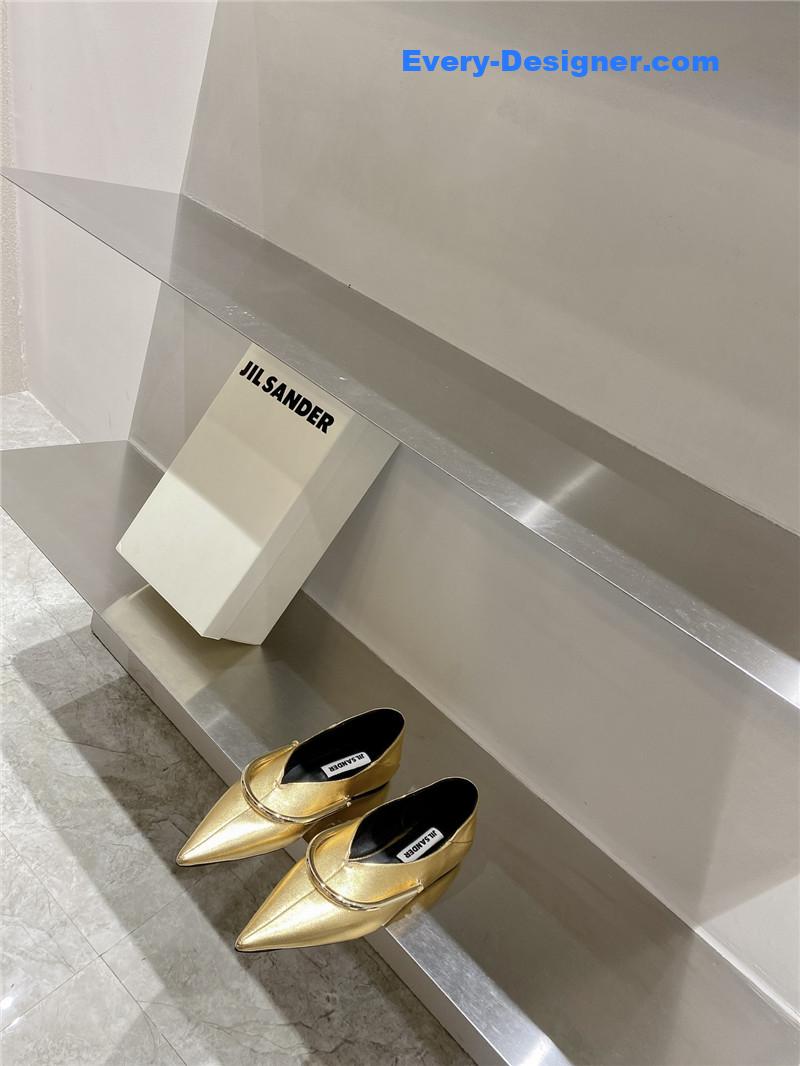 jil sander jil sander pointed toe flat retro buckle shoes