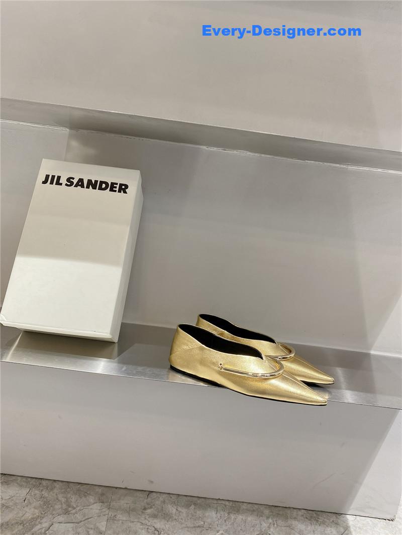 jil sander jil sander pointed toe flat retro buckle shoes