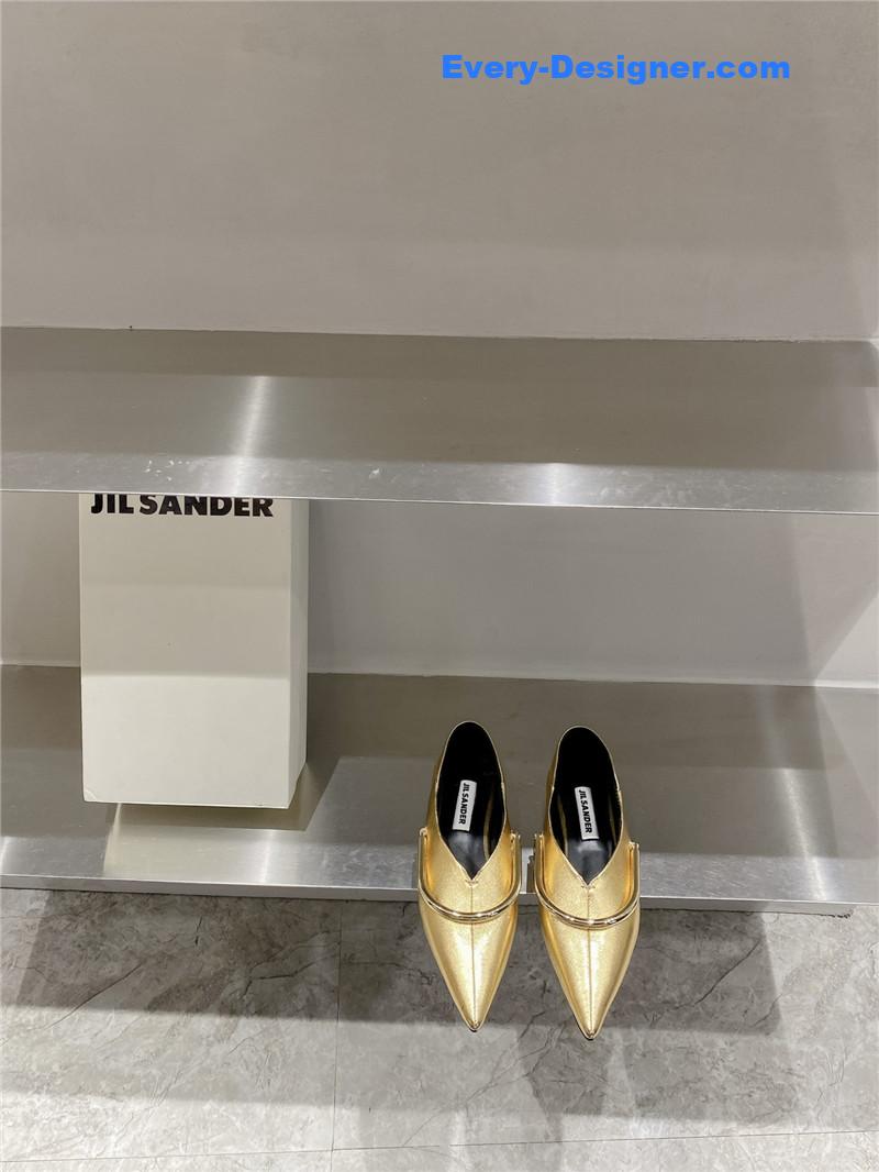 jil sander jil sander pointed toe flat retro buckle shoes