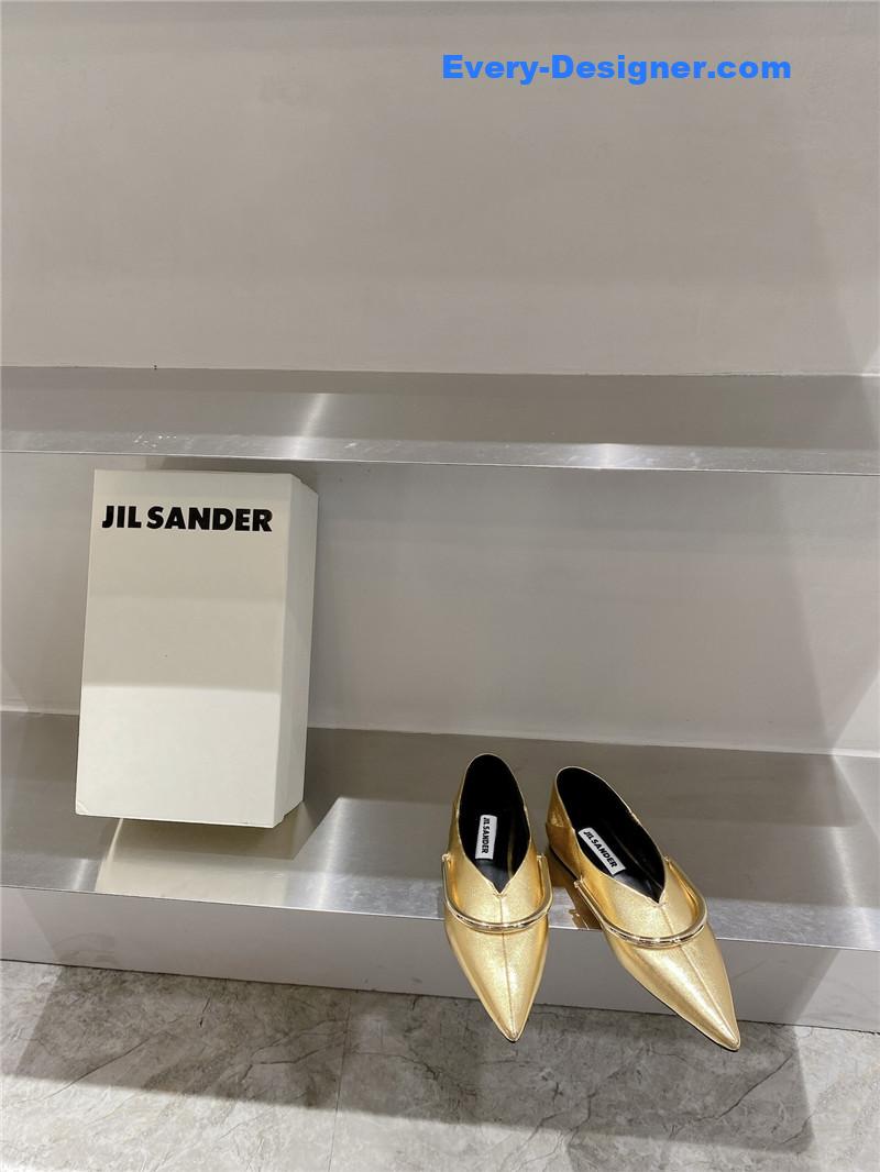 jil sander jil sander pointed toe flat retro buckle shoes