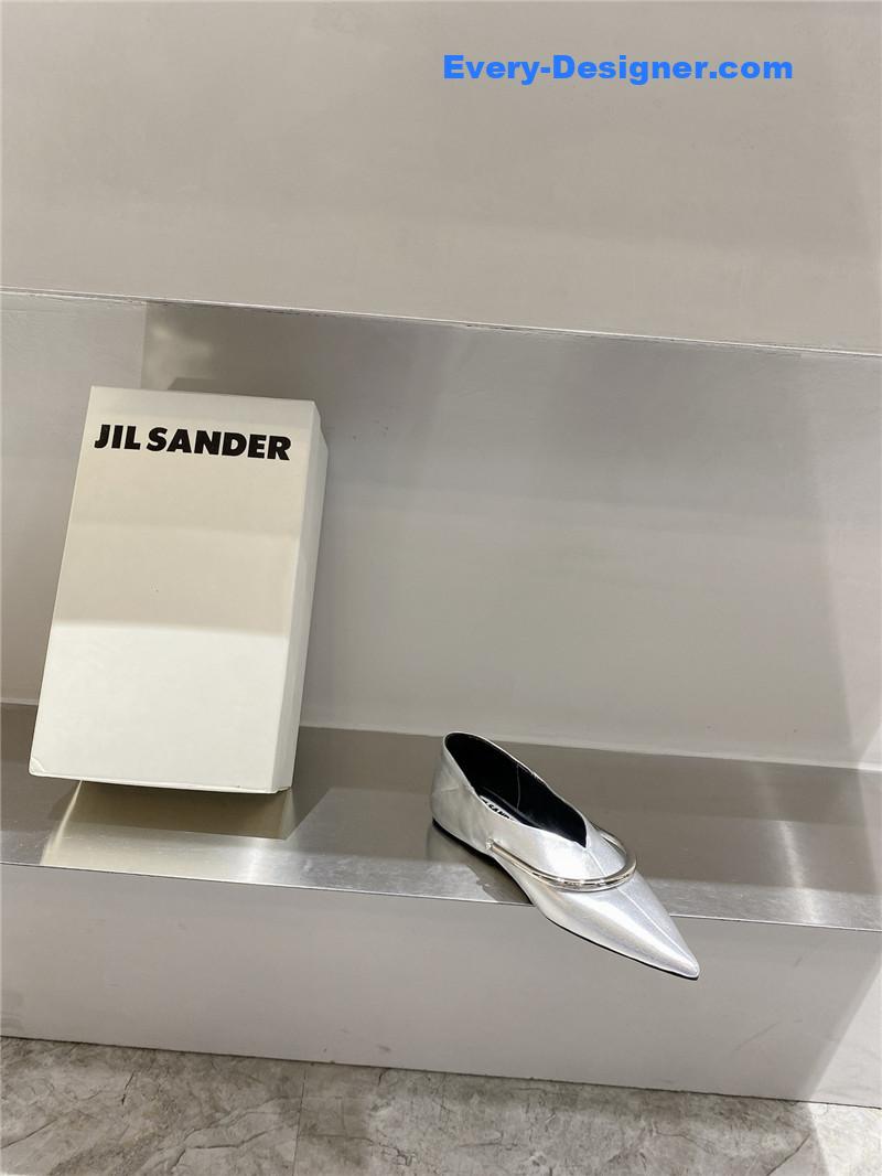 jil sander jil sander pointed toe flat retro buckle shoes