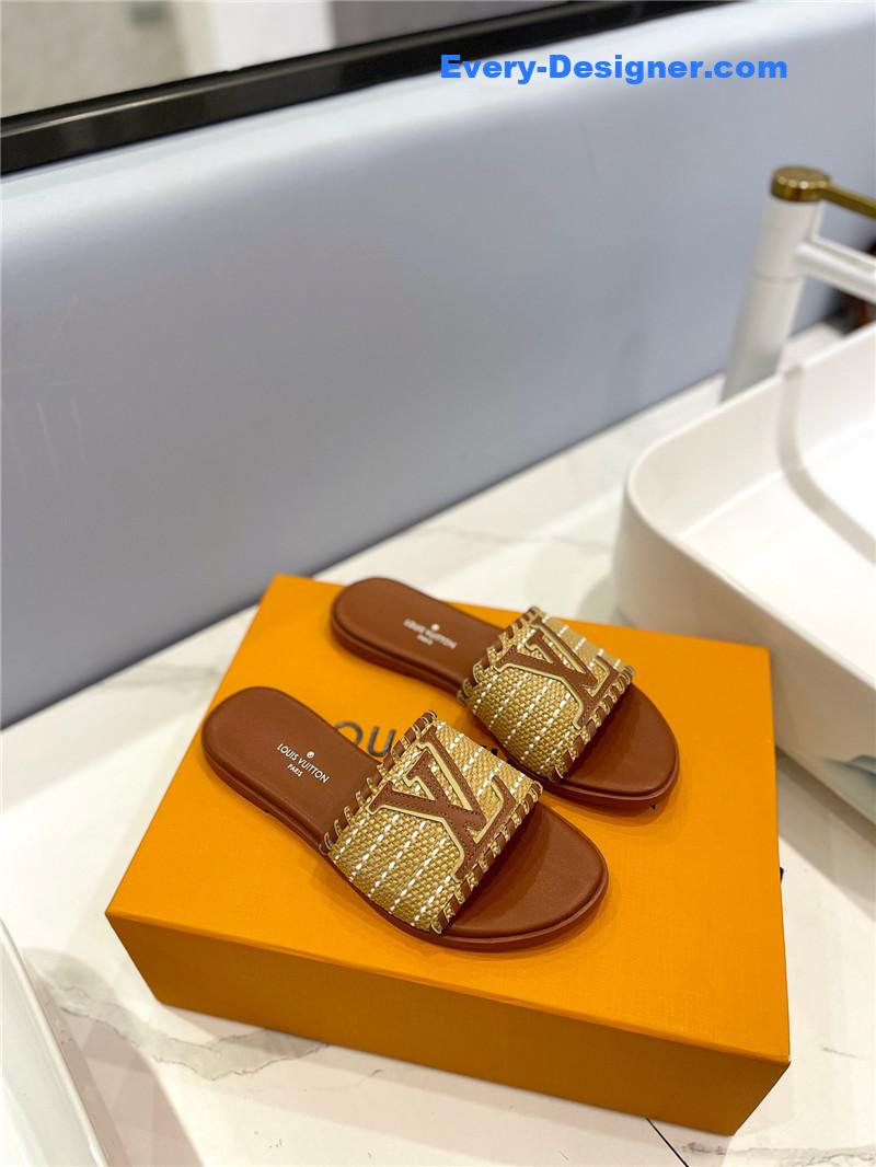 louis vuitton LV logo flat slippers