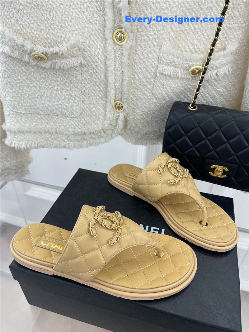 CC rhombus CC logo chain buckle flat slippers
