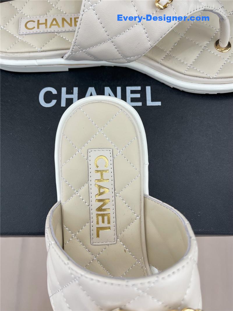 CC rhombus CC logo chain buckle flat slippers