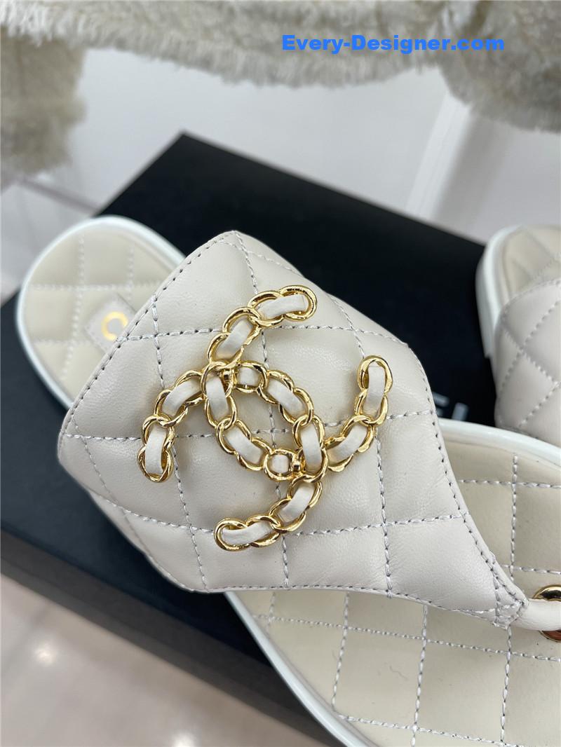 CC rhombus CC logo chain buckle flat slippers