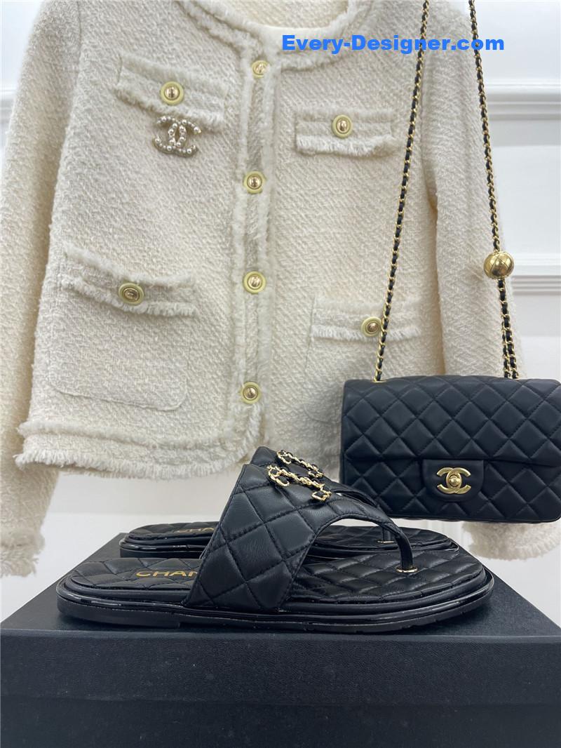 CC rhombus CC logo chain buckle flat slippers