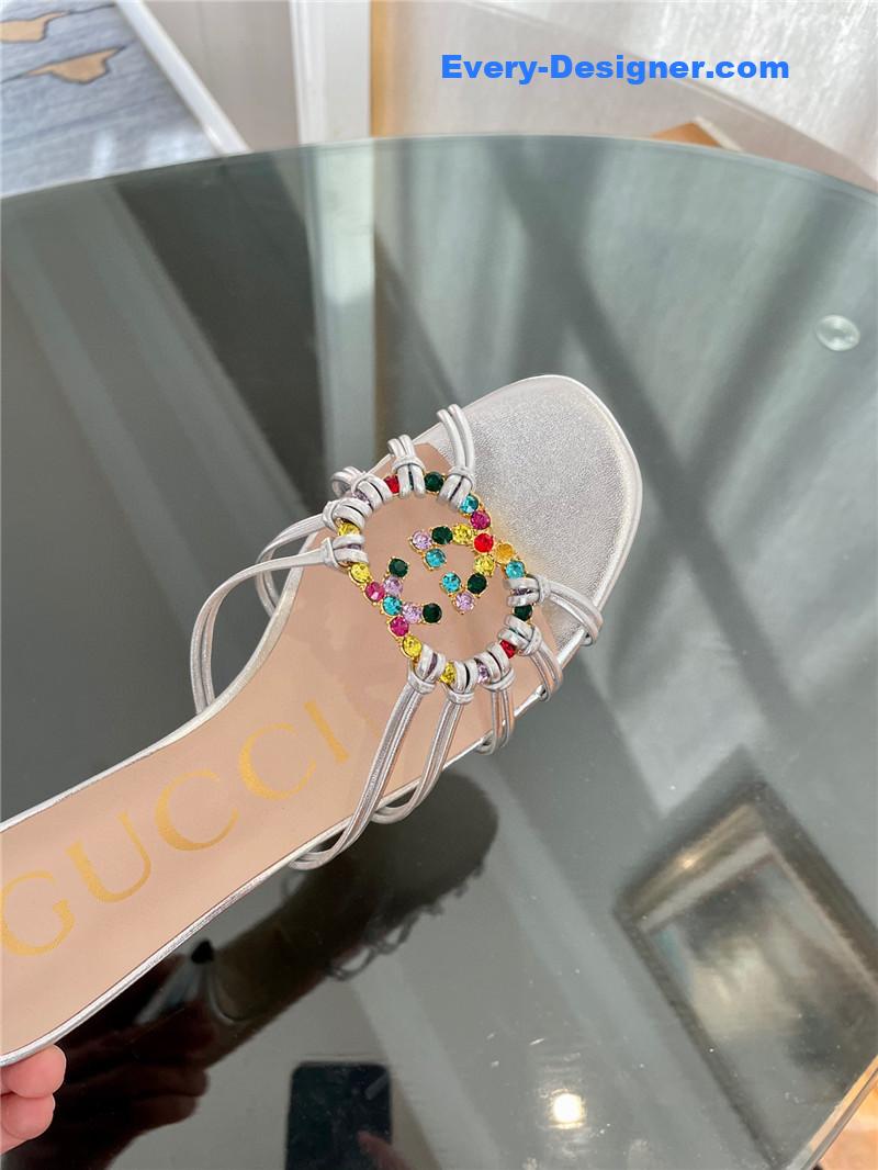 Gucci new crystal embellished sandals and slippers