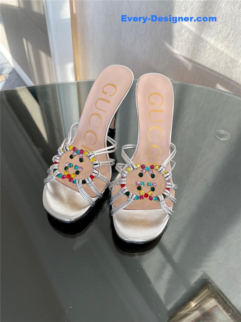 Gucci new crystal embellished sandals and slippers