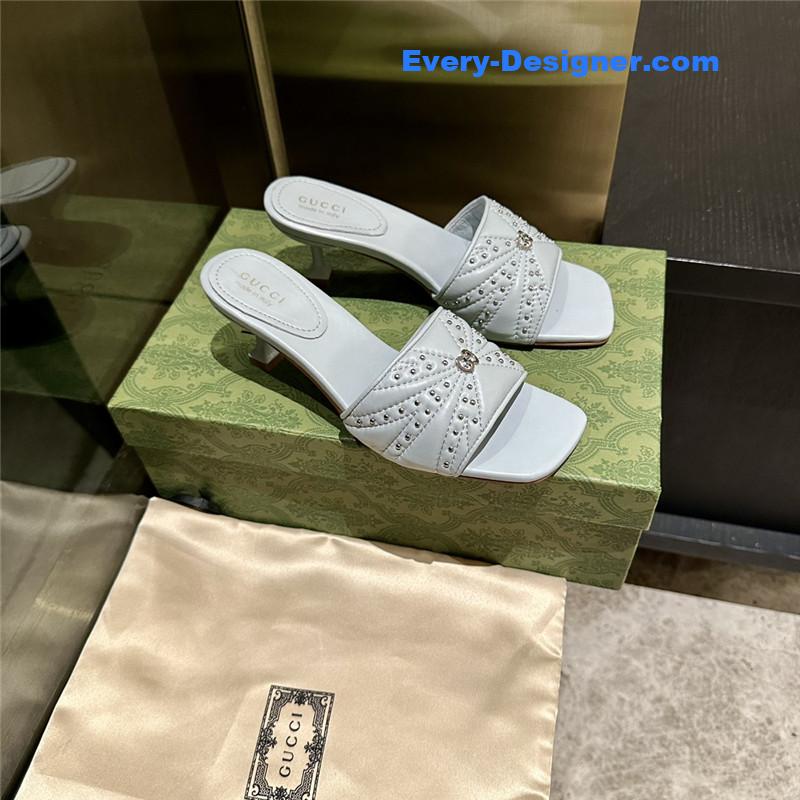 Gucci high heel fish mouth sandals and slippers