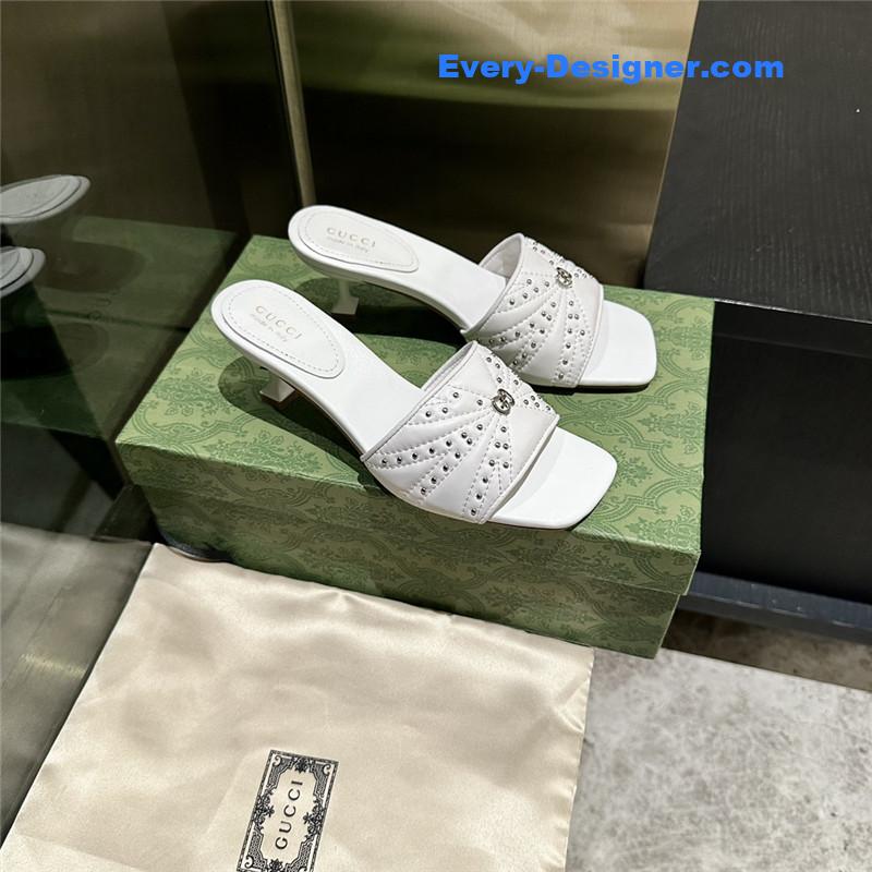 Gucci high heel fish mouth sandals and slippers