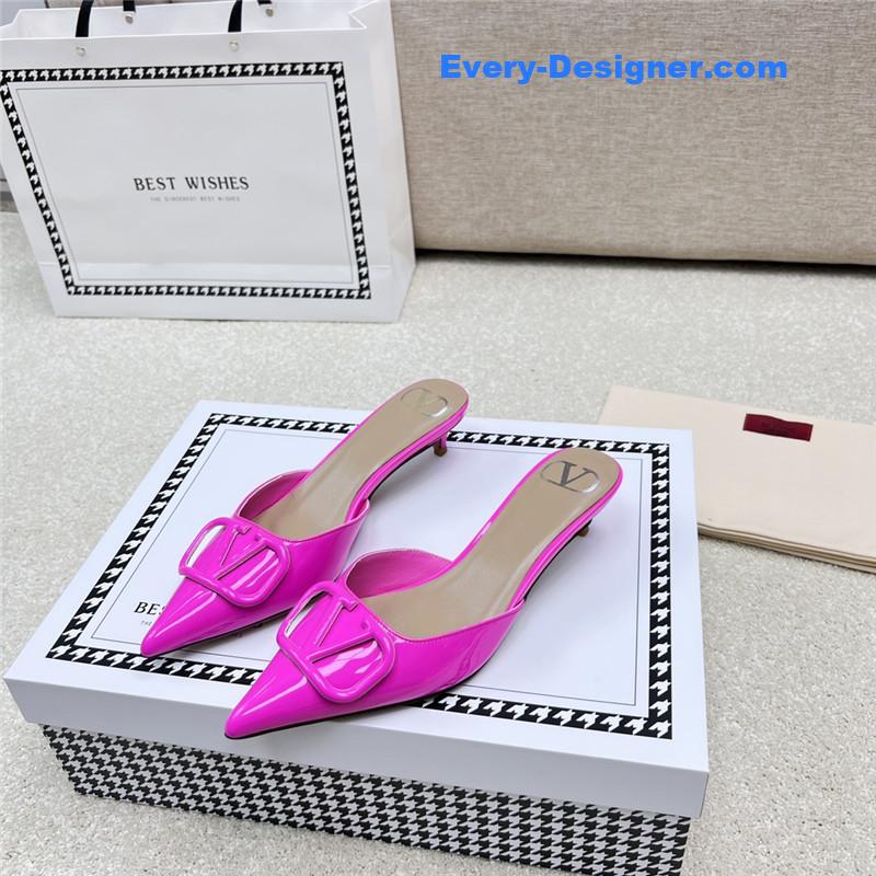 valentino latest V Logo buckle back air slippers