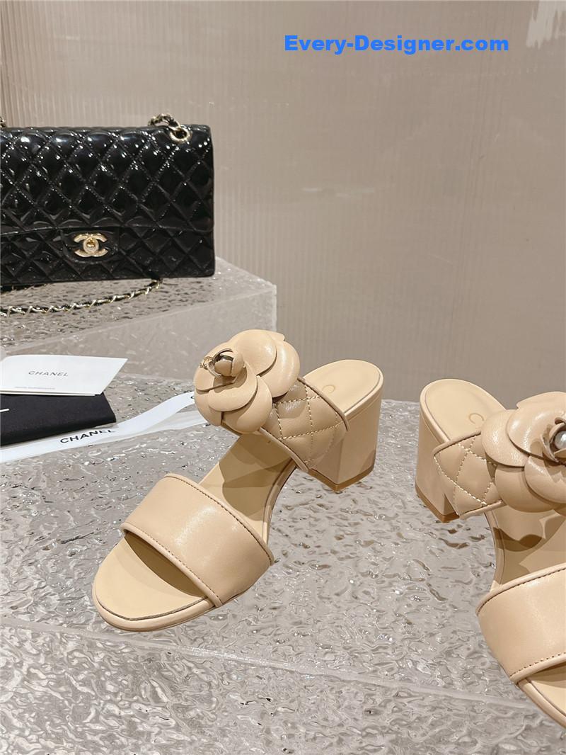 CC chunky heel camellia sandals