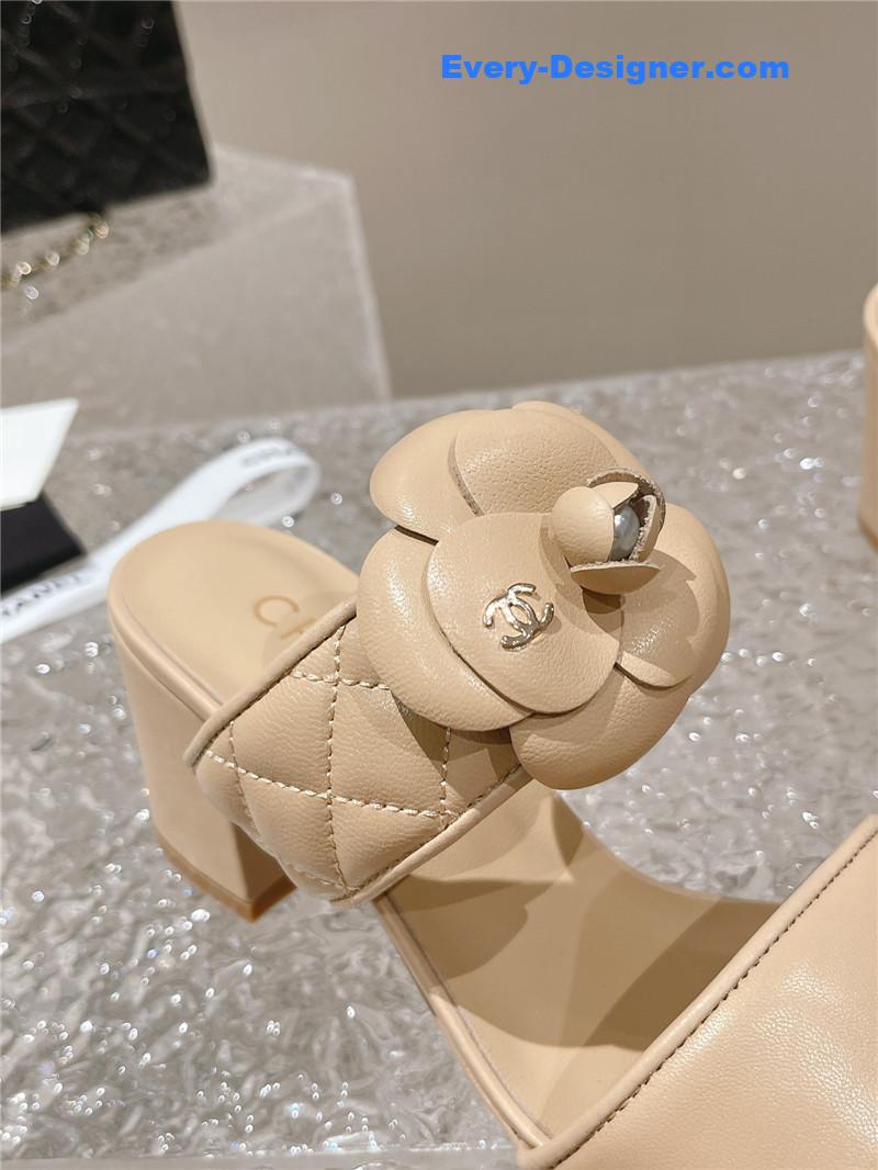 CC chunky heel camellia sandals