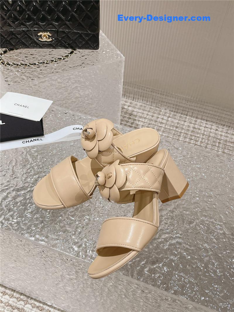 CC chunky heel camellia sandals