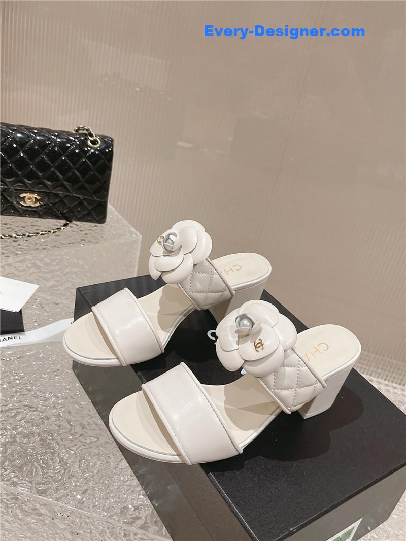 CC chunky heel camellia sandals