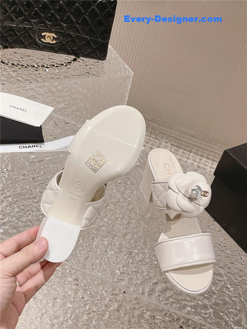 CC chunky heel camellia sandals