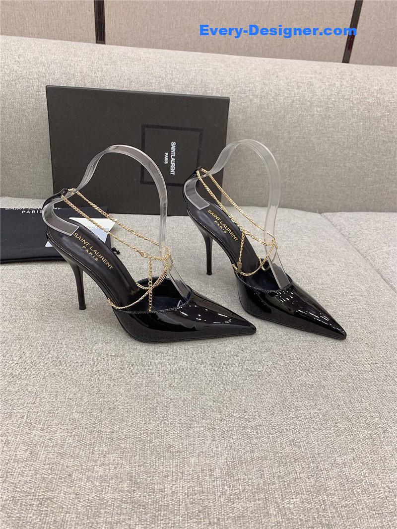 Y51 new chain pointed high-heeled sandals