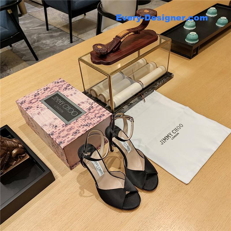 Jimmy Choo handmade satin panel peep-toe sandals