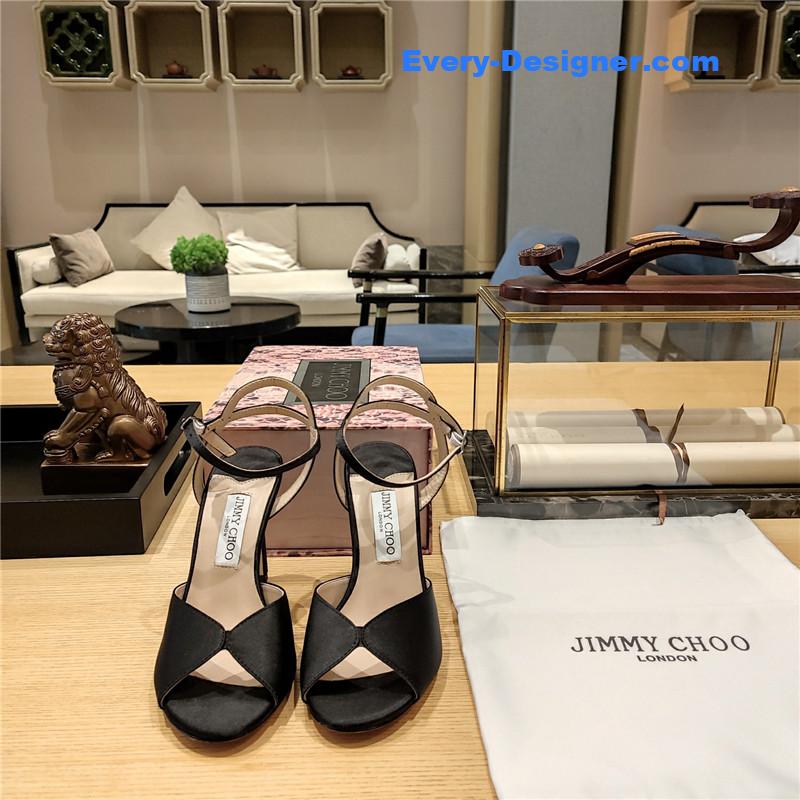 Jimmy Choo handmade satin panel peep-toe sandals