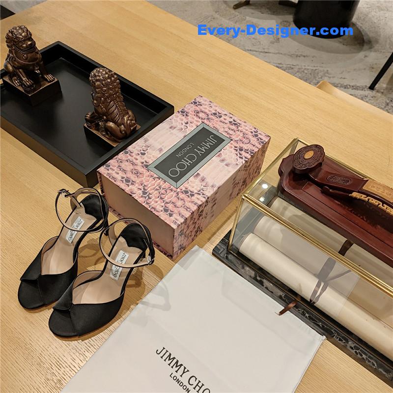 Jimmy Choo handmade satin panel peep-toe sandals