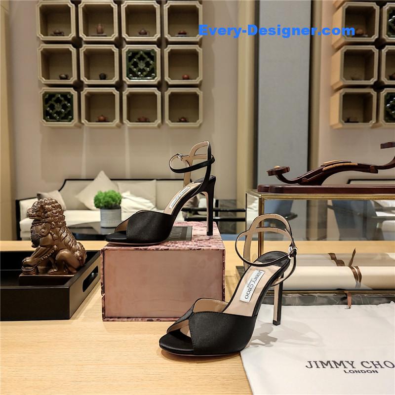 Jimmy Choo handmade satin panel peep-toe sandals